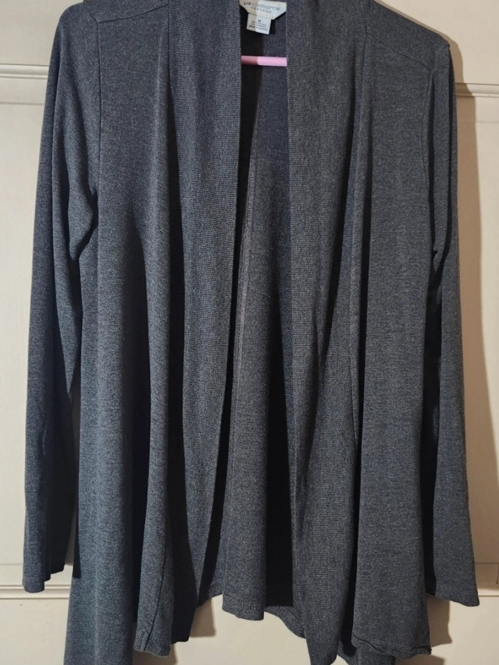 Liz Claiborne Dark Gray Open-Front Cardigan